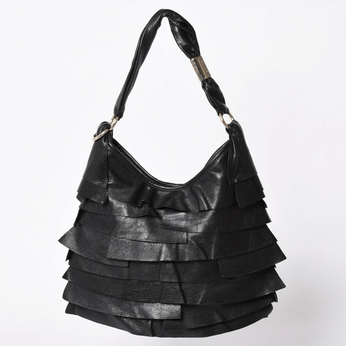 Saint Laurent Tropez Tiered Frill Bag Black Gold