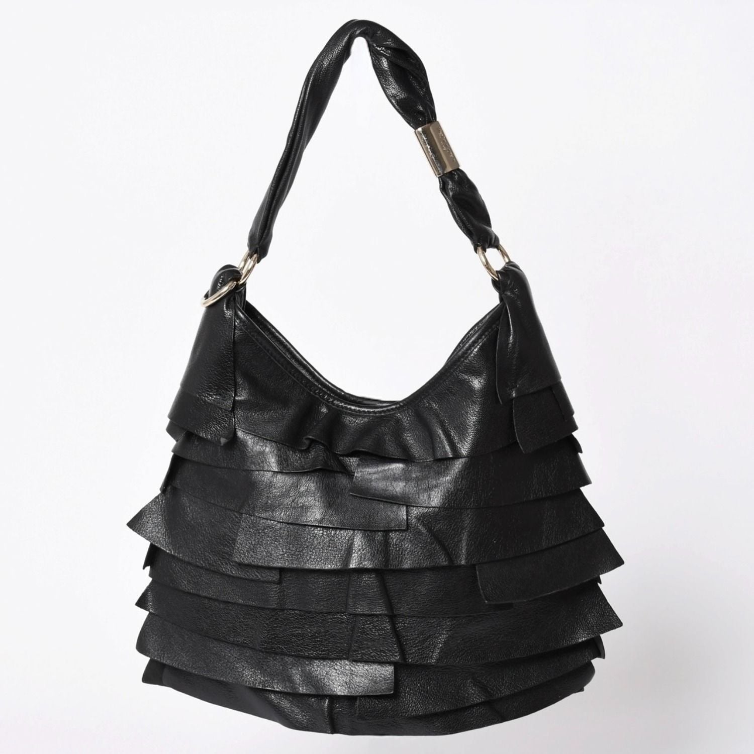 Saint Laurent Tropez Tiered Frill Bag Black Gold