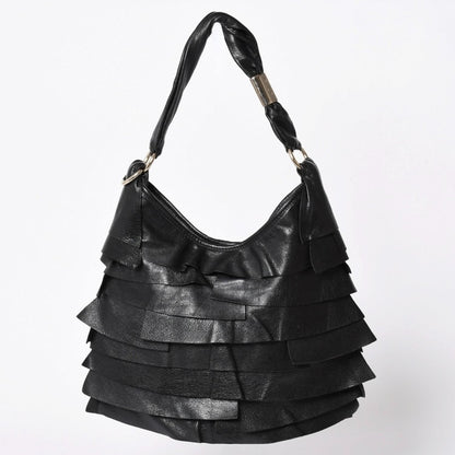Saint Laurent Tropez Tiered Frill Bag Black Gold
