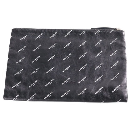 Balenciaga Logo Clutch Handbag Black