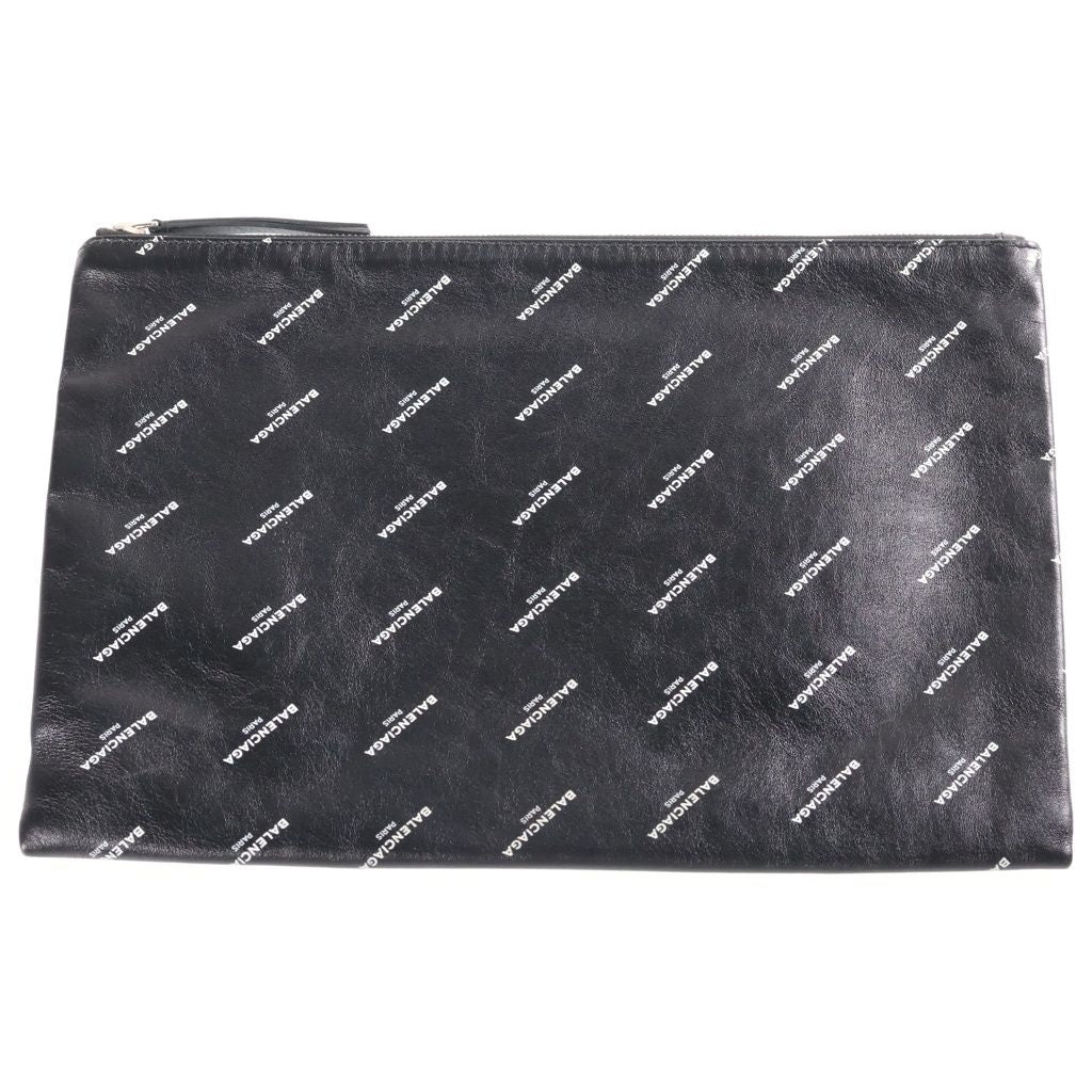 Balenciaga Logo Clutch Handbag Black — view 2