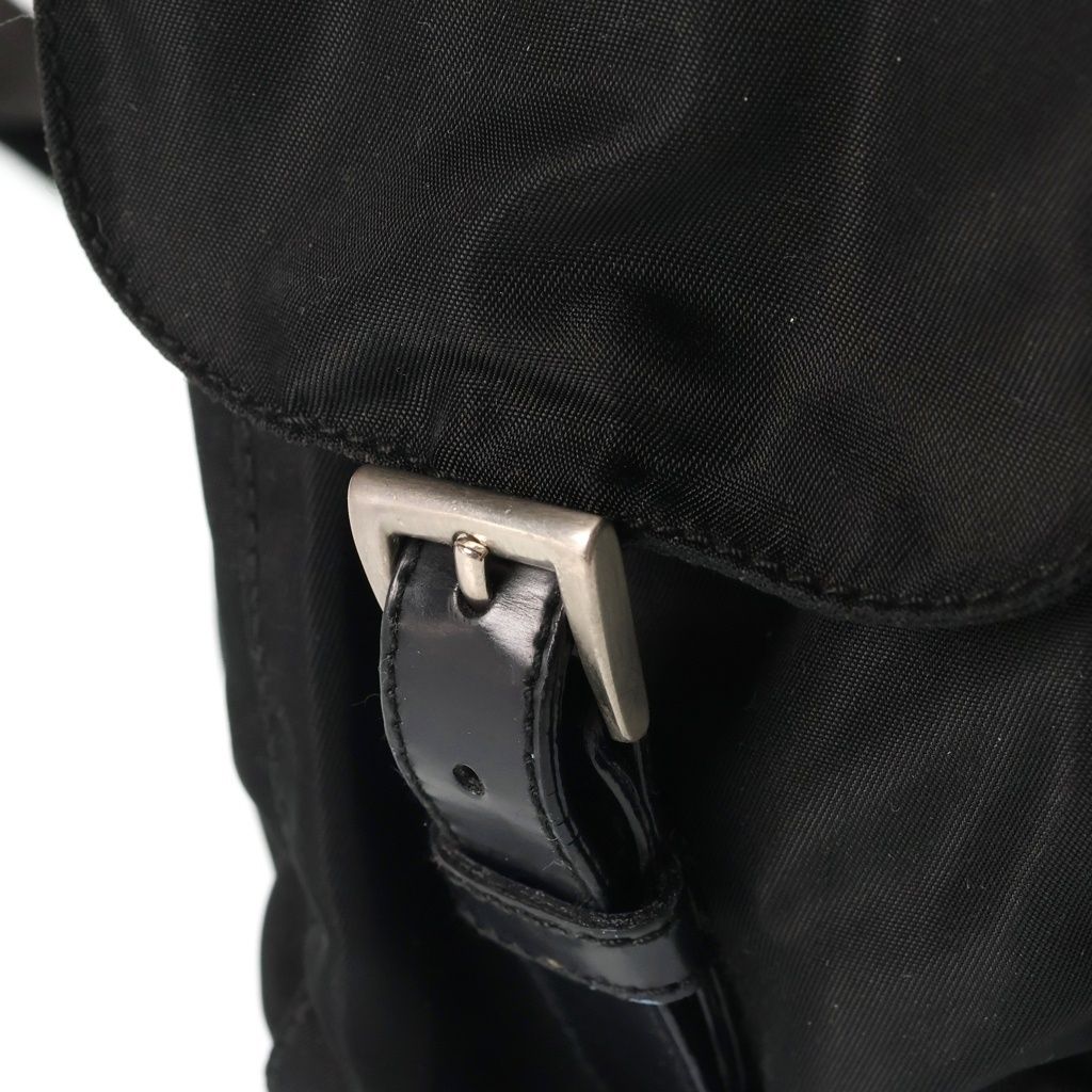 Prada Triangle Logo Tessuto Nylon Backpack Black — view 7