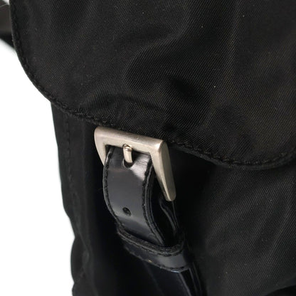 Prada Triangle Logo Tessuto Nylon Backpack Black — view 7