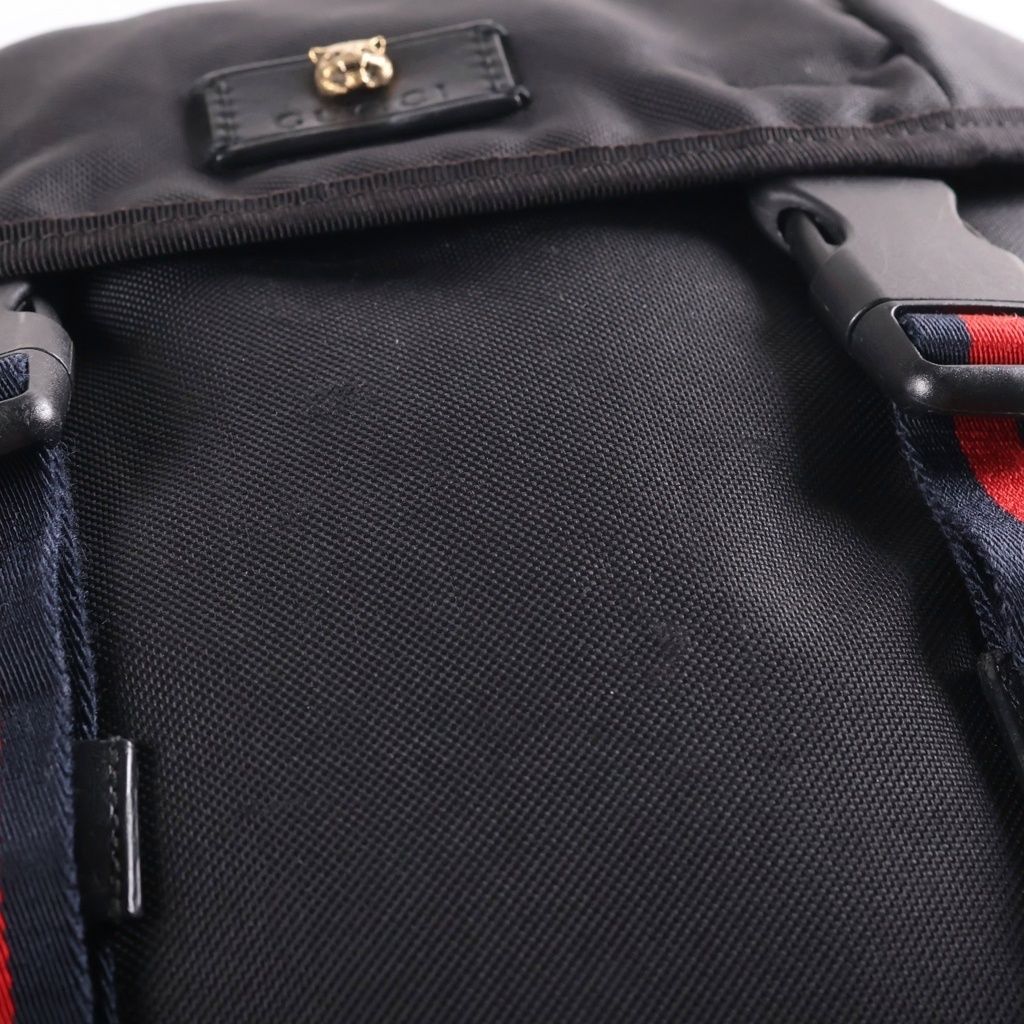 Gucci Tiger Motif Nylon Backpack Black Gold — view 6