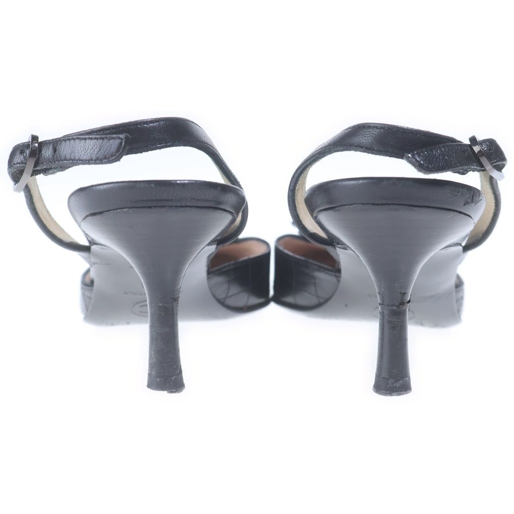Chanel Camellia CC Logo Leather Slingback Pumps Shoes Black — view 3