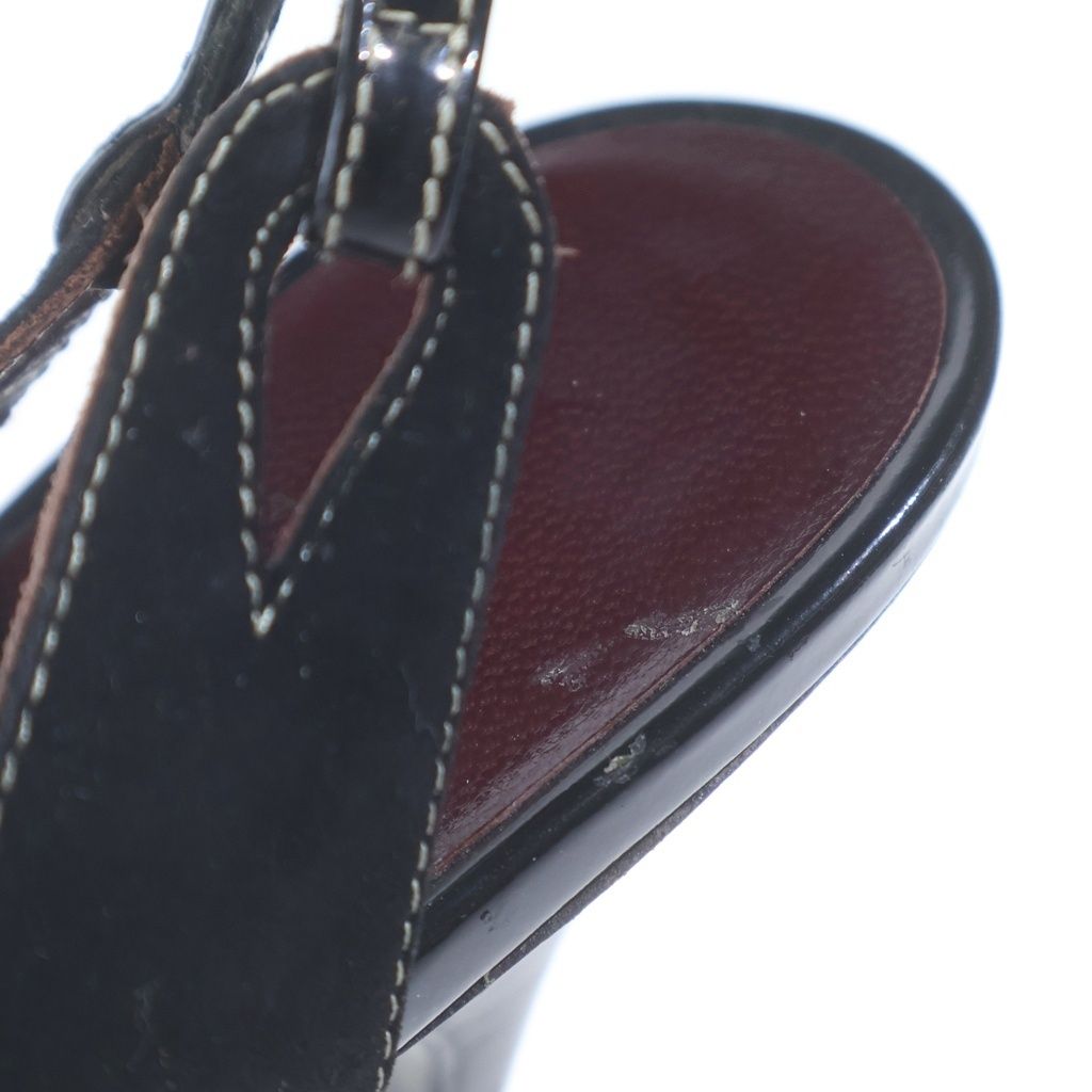 Chanel CC Logo Suede Leather Heels Slingback Pumps Shoes Black — view 6