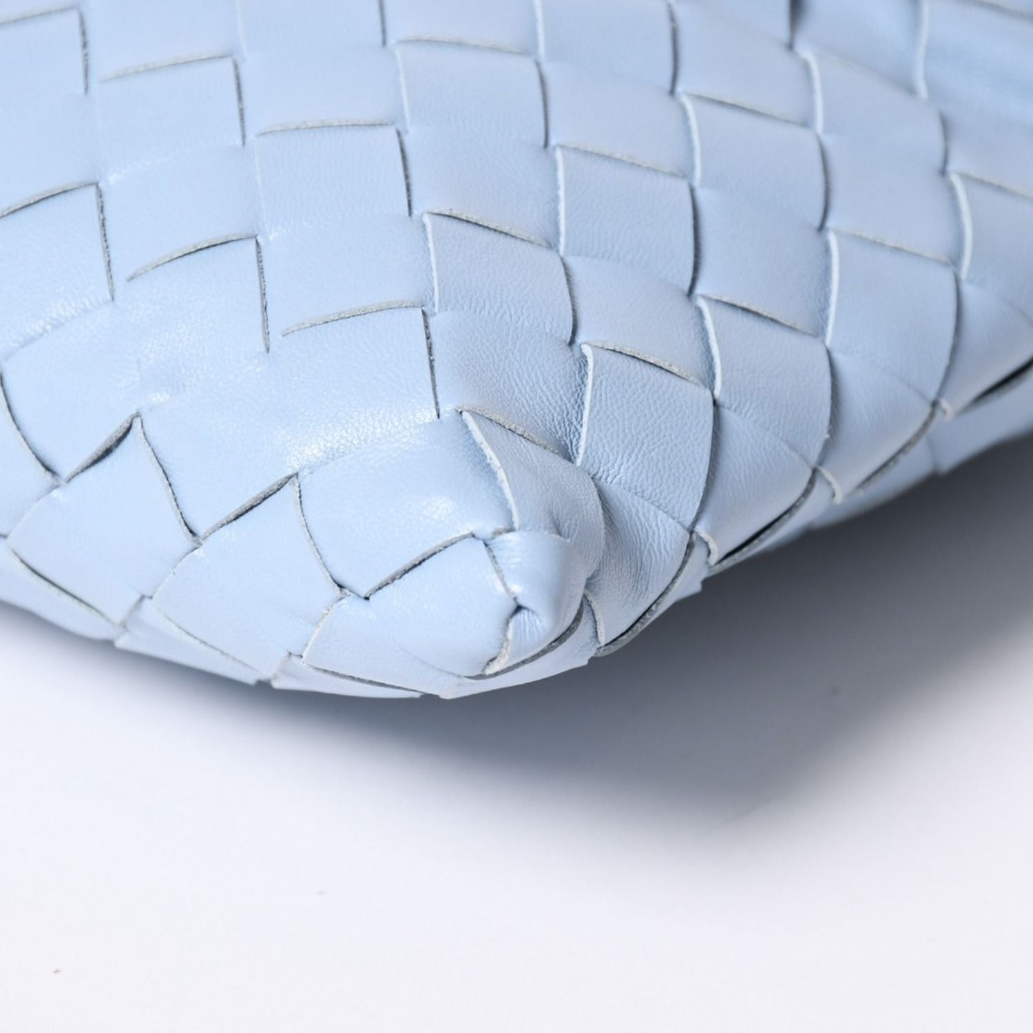 Bottega Veneta Mini Hop Intrecciato 2-Way Shoulder Bag Light Blue Leather — view 8