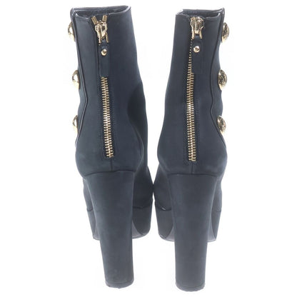 Louis Vuitton Open Toe Suede Leather Ankle Boots Black — view 3