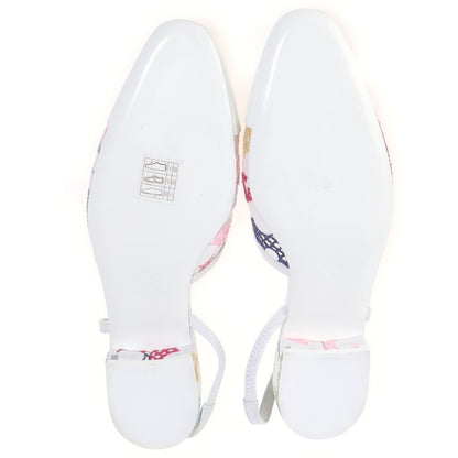 Chanel CC Logo Slingback Pumps Flat Shoes White — view 5