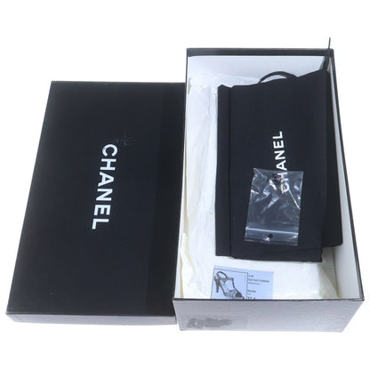 Chanel CC Logo Lace Pattern Leather Sandals Shoes Black — view 6