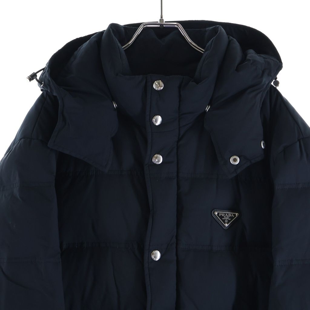 Prada Front Hooded Down Jacket Navy — view 3