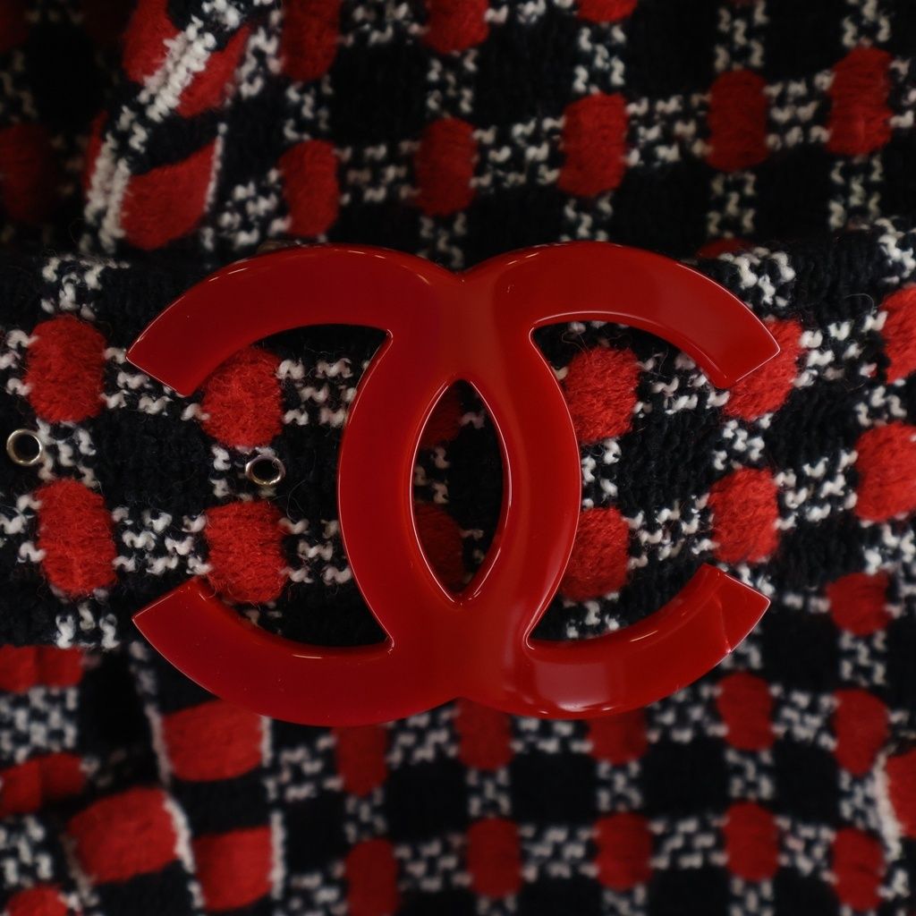 Chanel Tweed CC Logo Belt Gown Coat — view 5