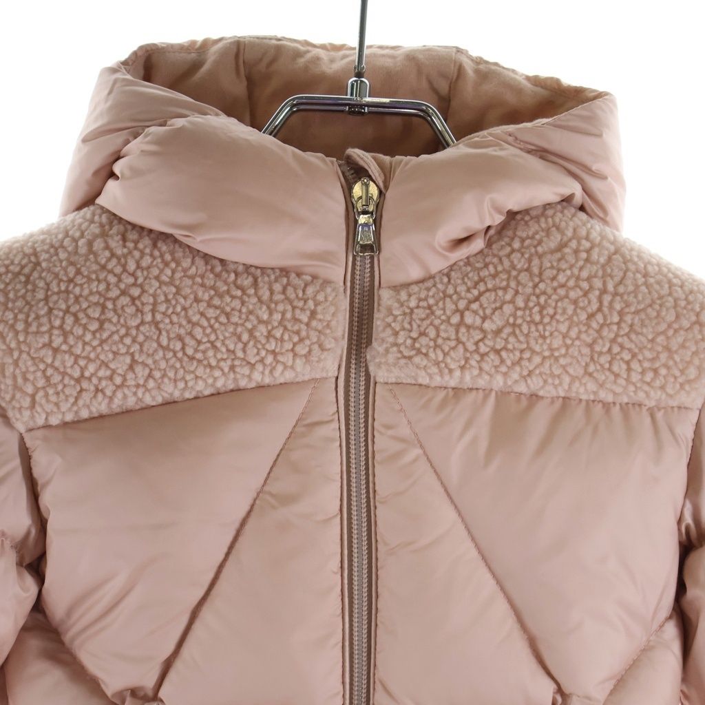 Moncler Kids Arabette Down Jacket Fleece Cut Replacement Zip Up Pink — view 3
