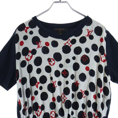Louis Vuitton Polka Dot Drawcord Short Sleeve Dress Navy White — view 3
