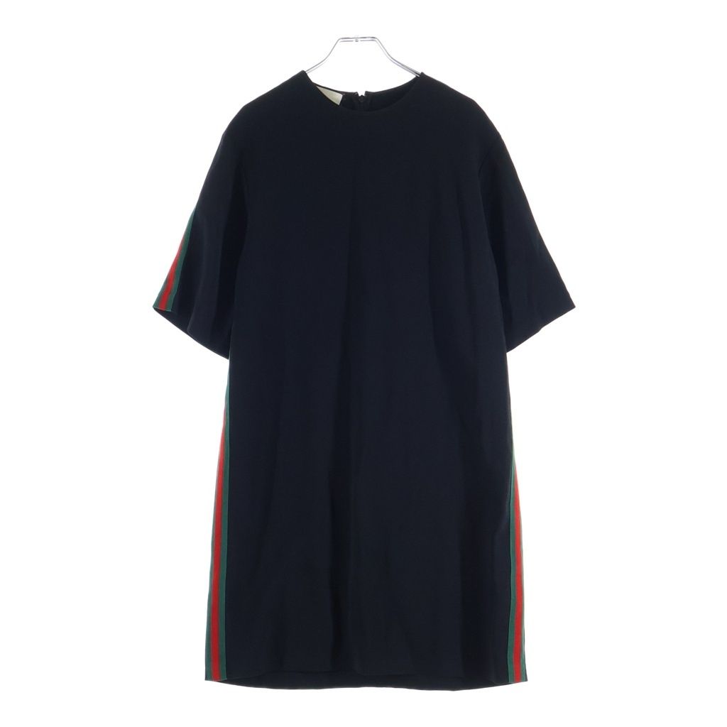 Gucci Sherry Line Side Mid Length Short Sleeve Dress Black