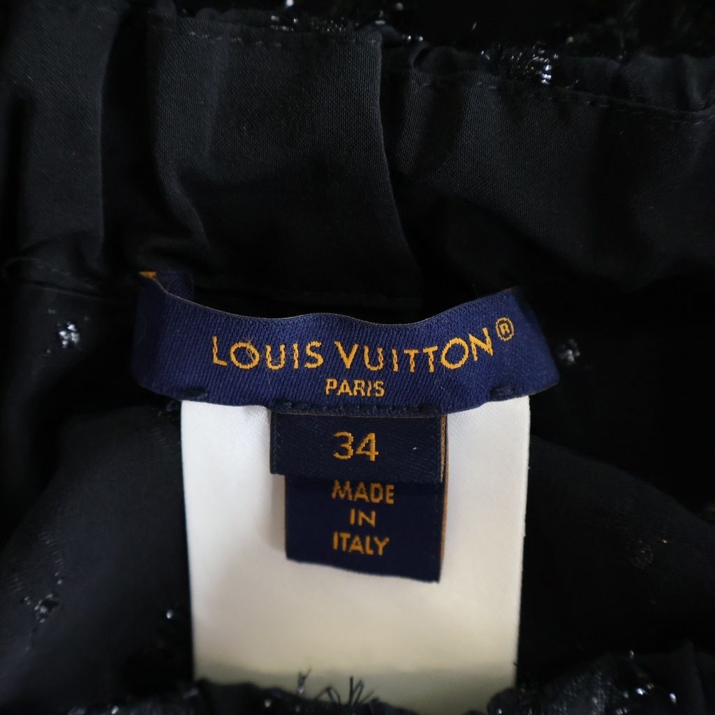 Louis Vuitton Monogram Silk Front Button Medium Skirt Pencil Black 34 — view 6