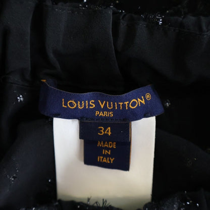 Louis Vuitton Monogram Silk Front Button Medium Skirt Pencil Black 34 — view 6