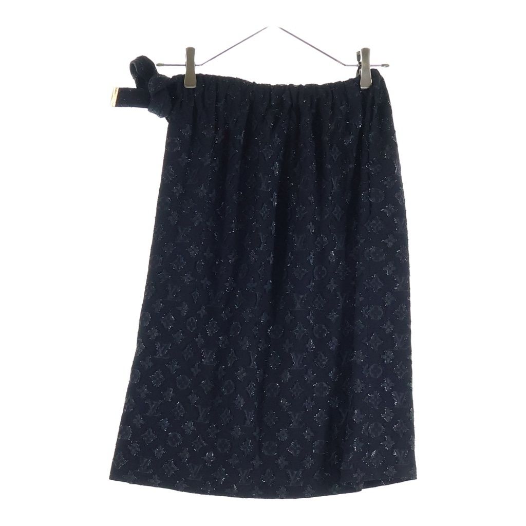 Louis Vuitton Monogram Silk Front Button Medium Skirt Pencil Black 34 — view 2
