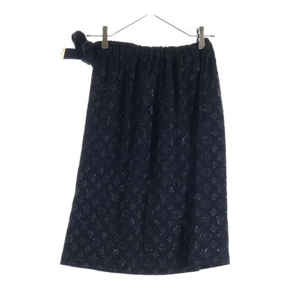Louis Vuitton Monogram Silk Front Button Medium Skirt Pencil Black 34 — view 2