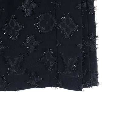 Louis Vuitton Monogram Silk Front Button Medium Skirt Pencil Black 34 — view 5