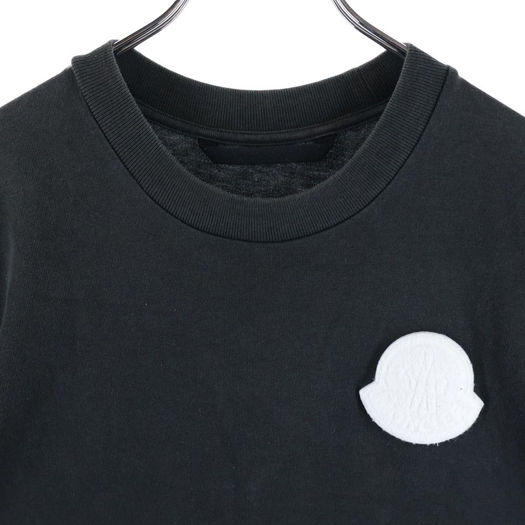 Moncler Logo Patch Crew Neck Short Sleeve T-Shirt Black — view 3