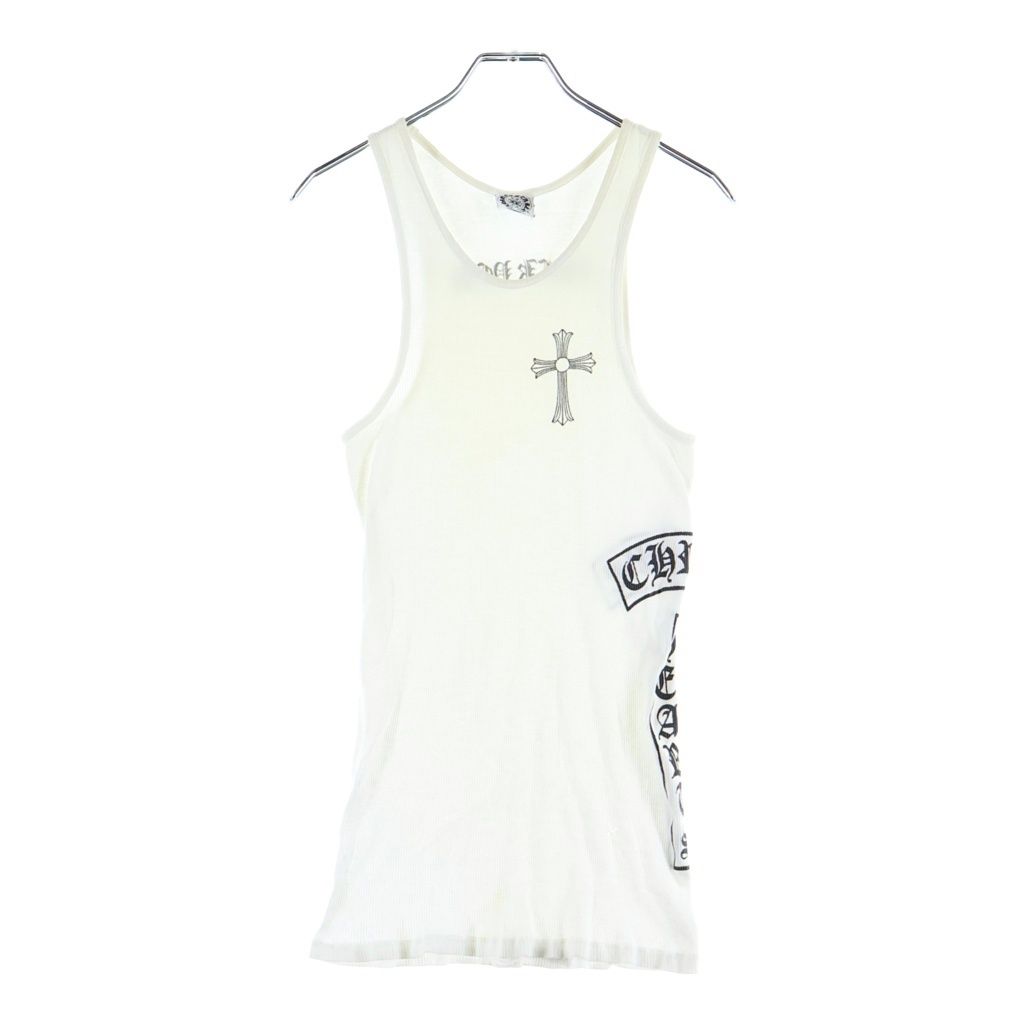 Chrome Hearts Vintage Rib Tank T Bar Side Logo Print Top White
