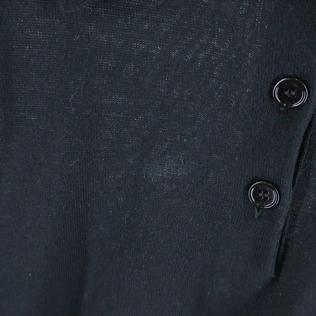 Celine Triomphe Logo Embroidery Long Sleeve Knit Polo Shirt Black — view 6