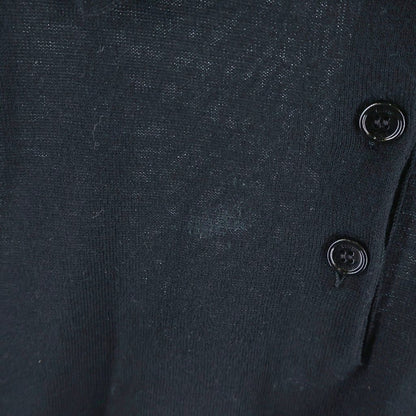 Celine Triomphe Logo Embroidery Long Sleeve Knit Polo Shirt Black — view 6