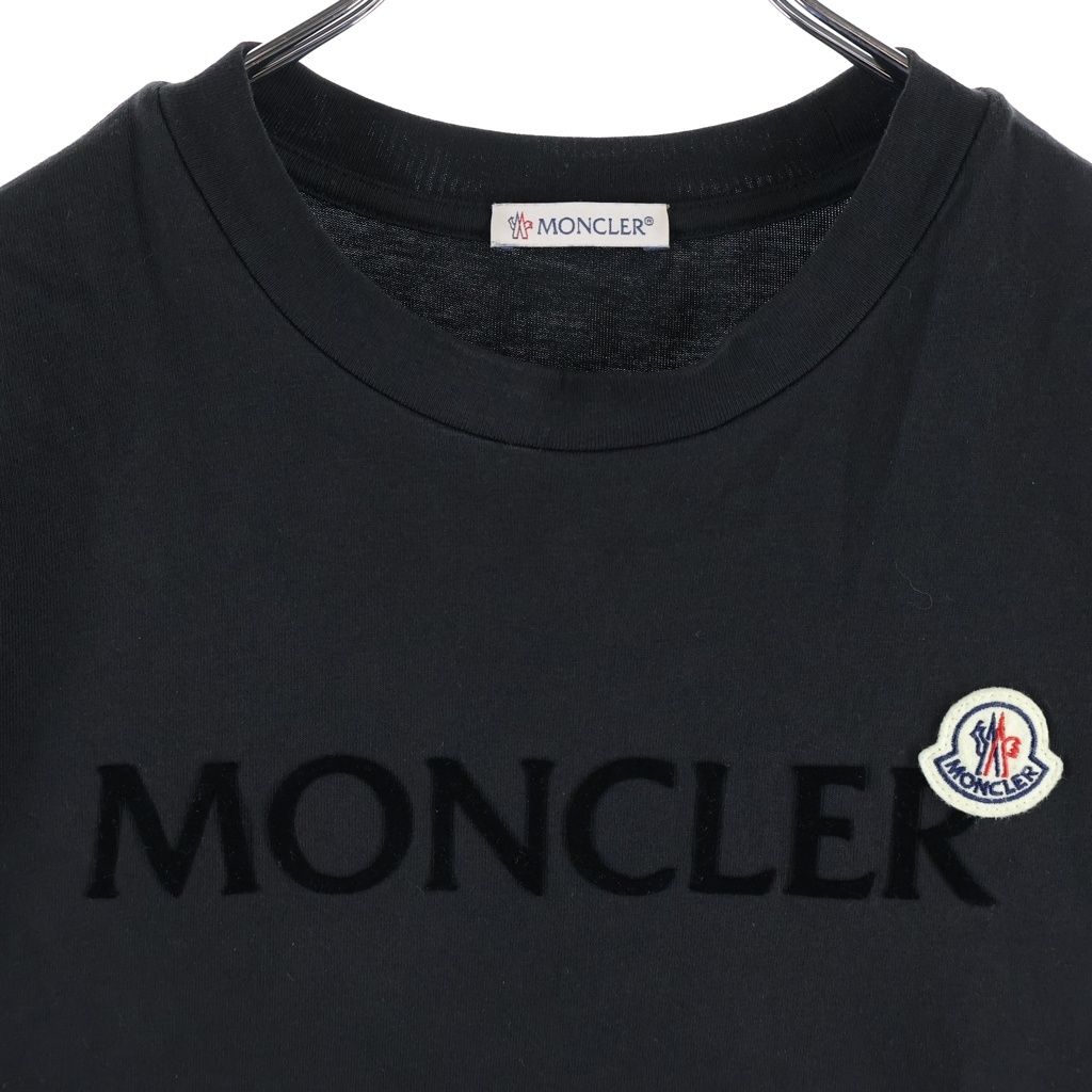 Moncler Patch Logo Print Short Sleeve Top T-Shirt Black — view 3