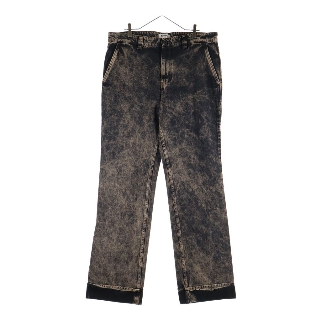 Miu Miu Pocket Logo Marble Denim Pants Black