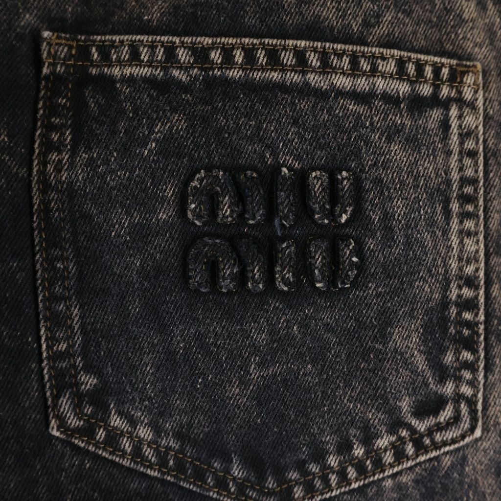 Miu Miu Pocket Logo Marble Denim Pants Black — view 5
