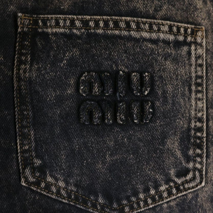 Miu Miu Pocket Logo Marble Denim Pants Black — view 5