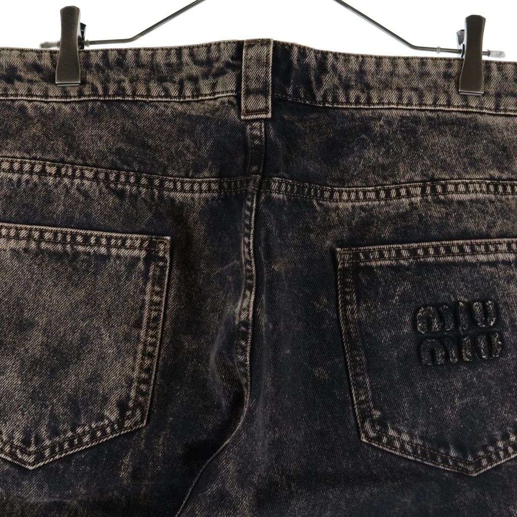 Miu Miu Pocket Logo Marble Denim Pants Black — view 4