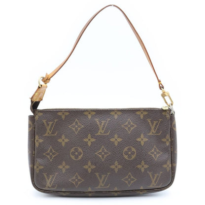 Louis Vuitton Monogram Pochette Accessoires Handbag Pouch Case Brown Leather — view 2