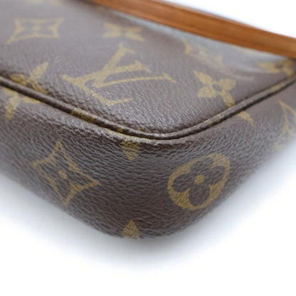 Louis Vuitton Monogram Pochette Accessoires Handbag Pouch Case Brown Leather — view 5