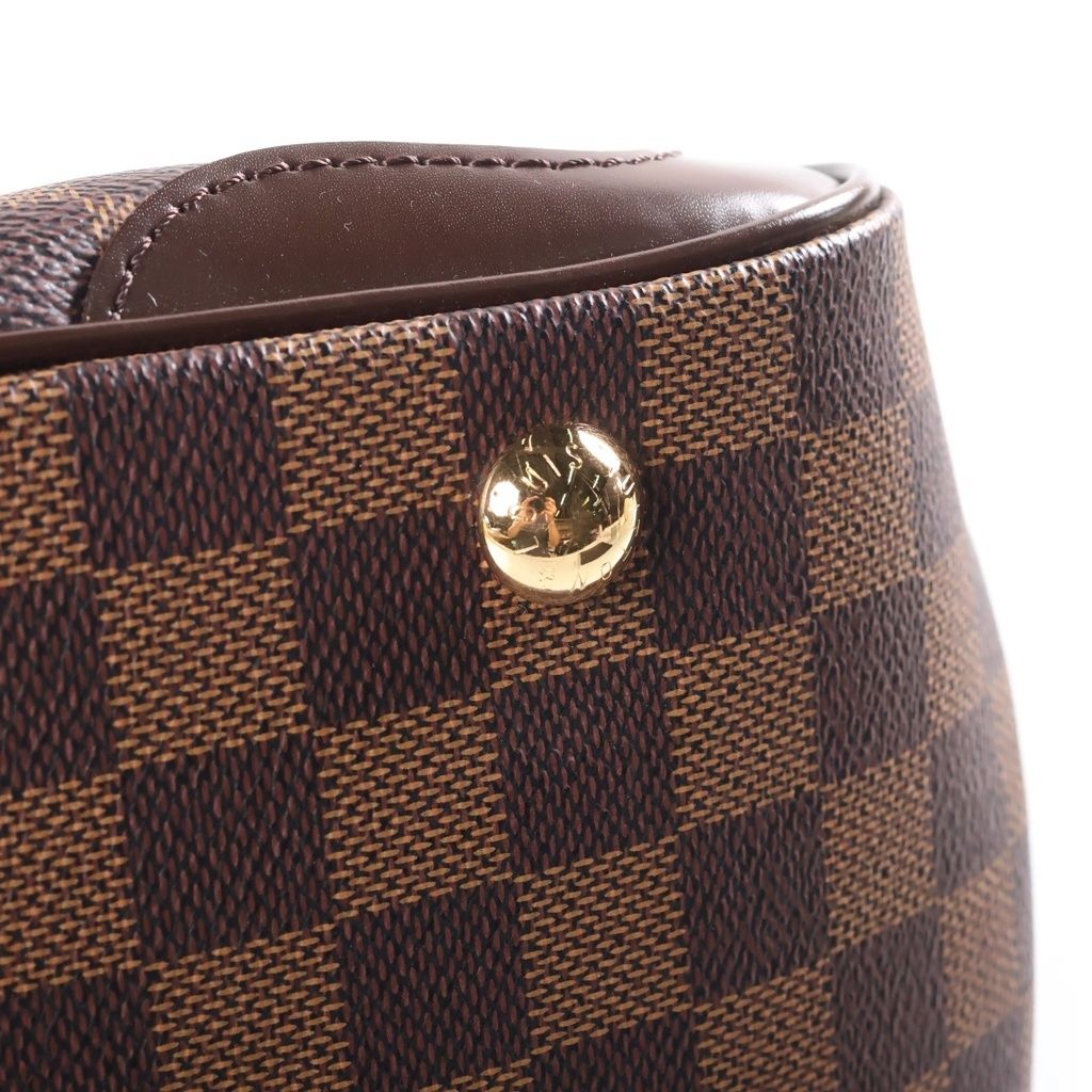 Louis Vuitton Damier Verona PM Handbag Brown Leather Gold — view 6