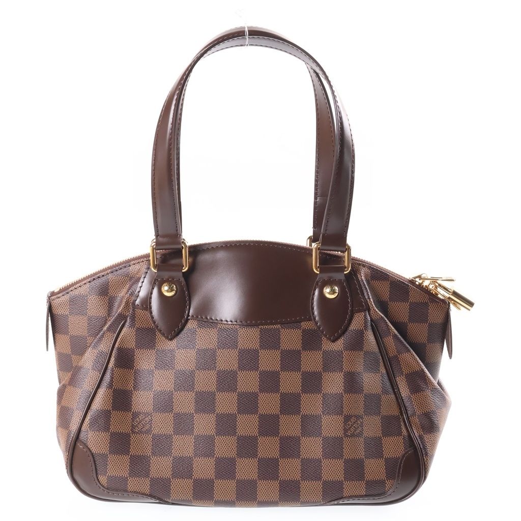 Louis Vuitton Damier Verona PM Handbag Brown Leather Gold — view 2