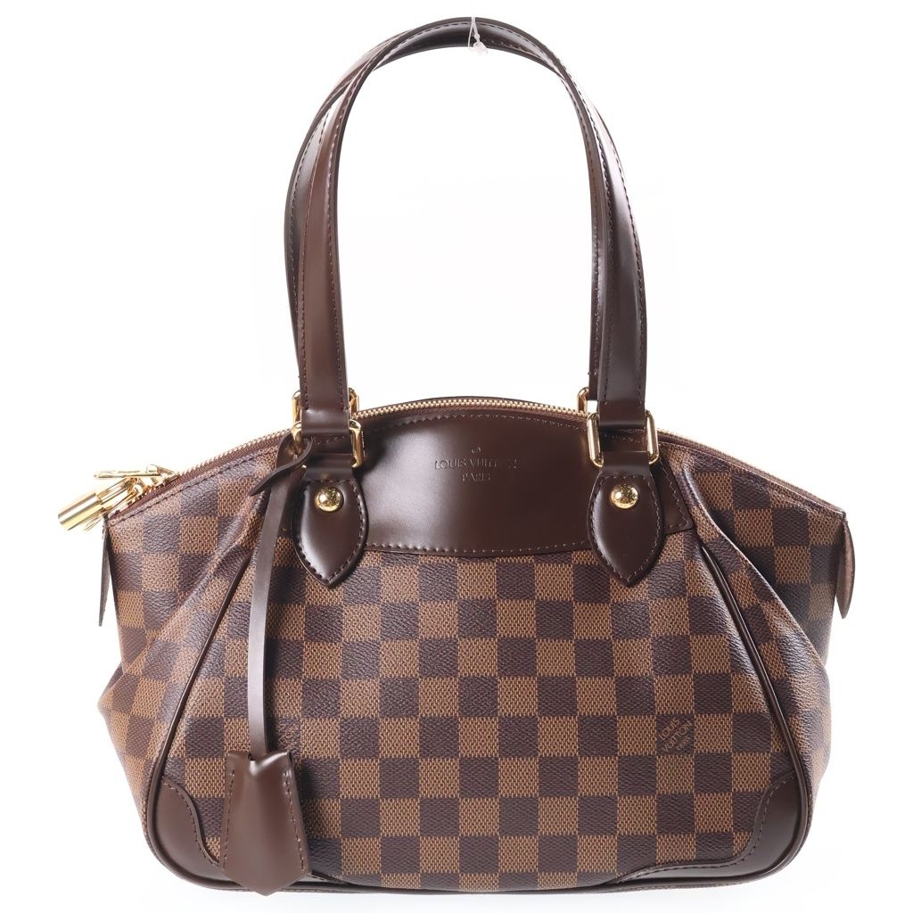 Louis Vuitton Damier Verona PM Handbag Brown Leather Gold