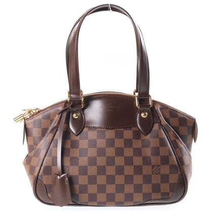 Louis Vuitton Damier Verona PM Handbag Brown Leather Gold