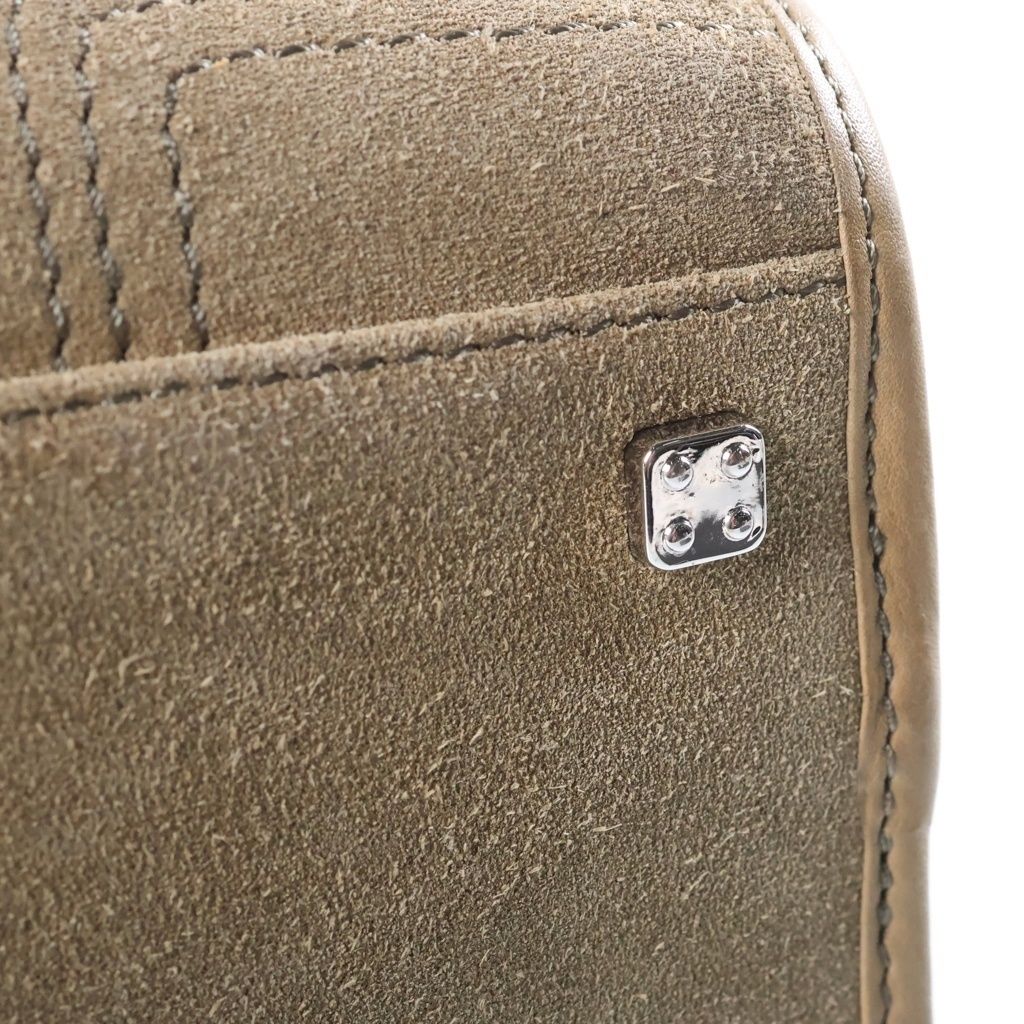 Loewe Amazona 28 Rhinestone Boston Bag Khaki Suede Silver — view 6