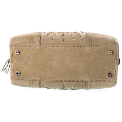 Loewe Amazona 28 Rhinestone Boston Bag Khaki Suede Silver — view 4
