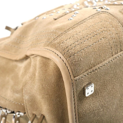 Loewe Amazona 28 Rhinestone Boston Bag Khaki Suede Silver — view 5