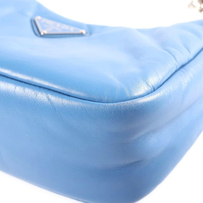 Prada Re Edition Chain Shoulder Bag Sky Blue Leather Silver — view 5