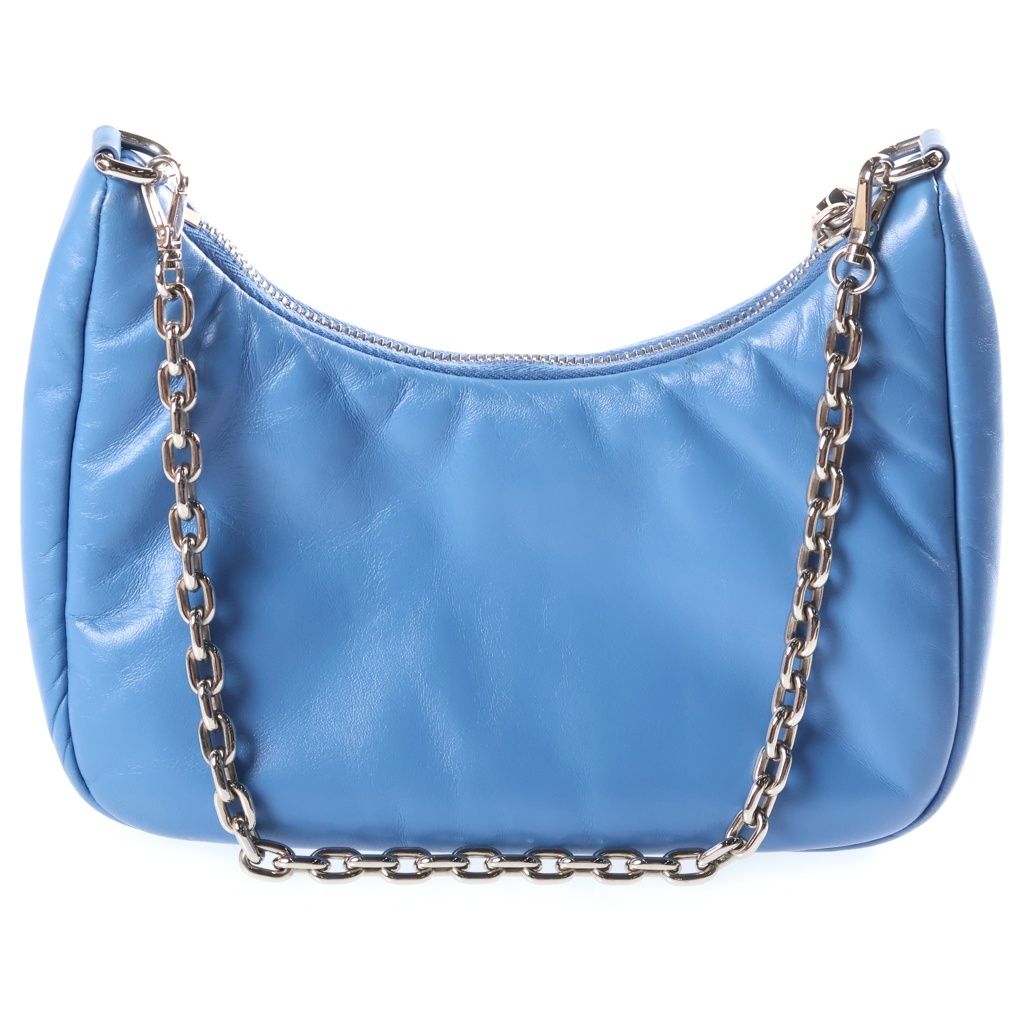Prada Re Edition Chain Shoulder Bag Sky Blue Leather Silver — view 2
