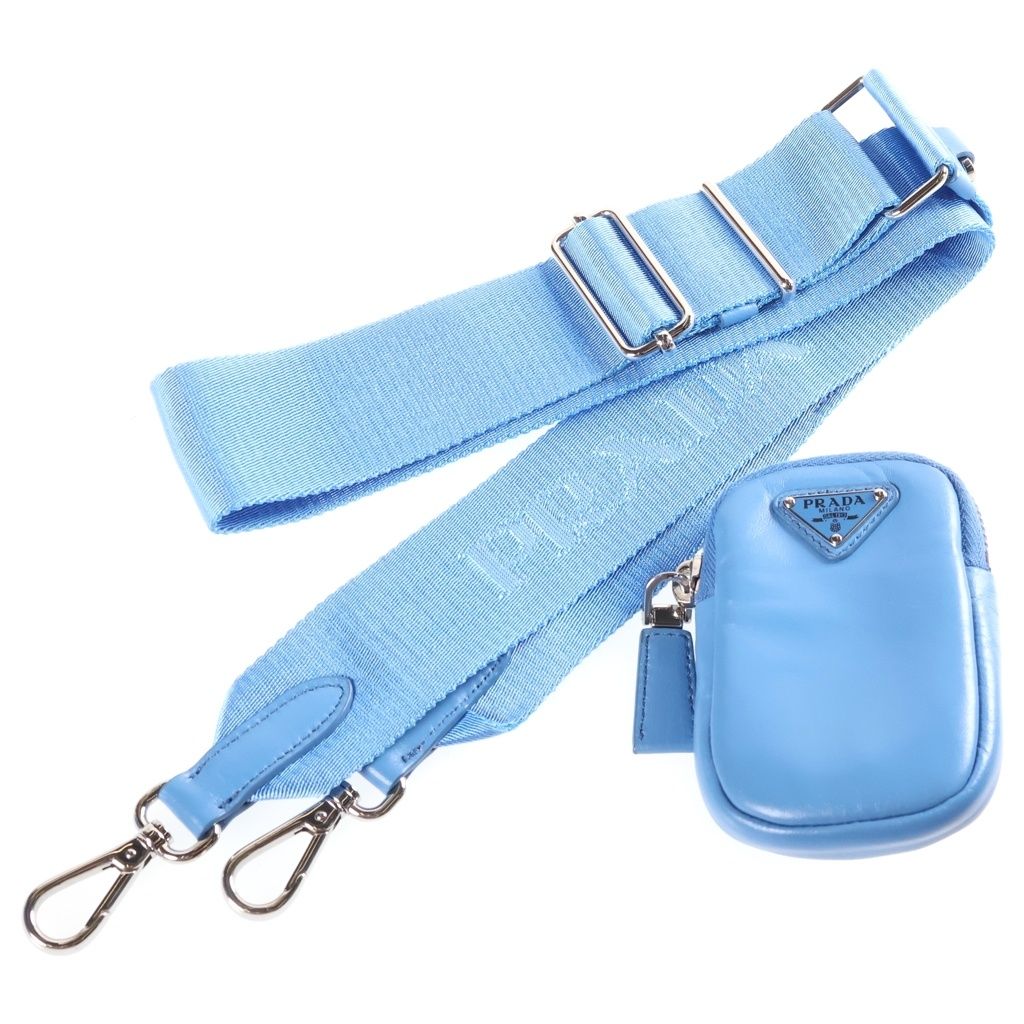 Prada Re Edition Chain Shoulder Bag Sky Blue Leather Silver — view 8