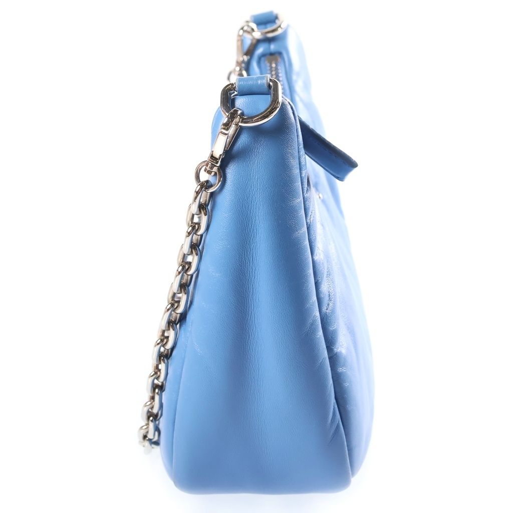 Prada Re Edition Chain Shoulder Bag Sky Blue Leather Silver — view 3