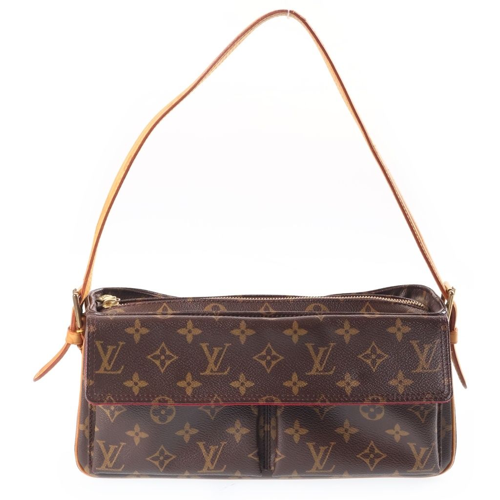 Louis Vuitton Monogram Viva Cite MM Shoulder Bag Brown Leather Gold