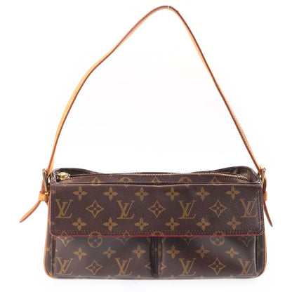 Louis Vuitton Monogram Viva Cite MM Shoulder Bag Brown Leather Gold