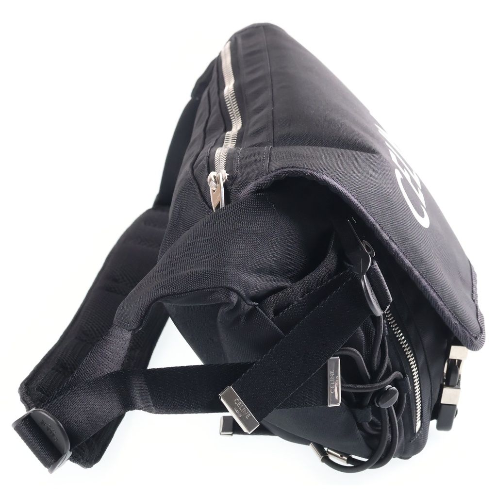 Celine Logo Trekking Messenger Bag Black Canvas Silver — view 3