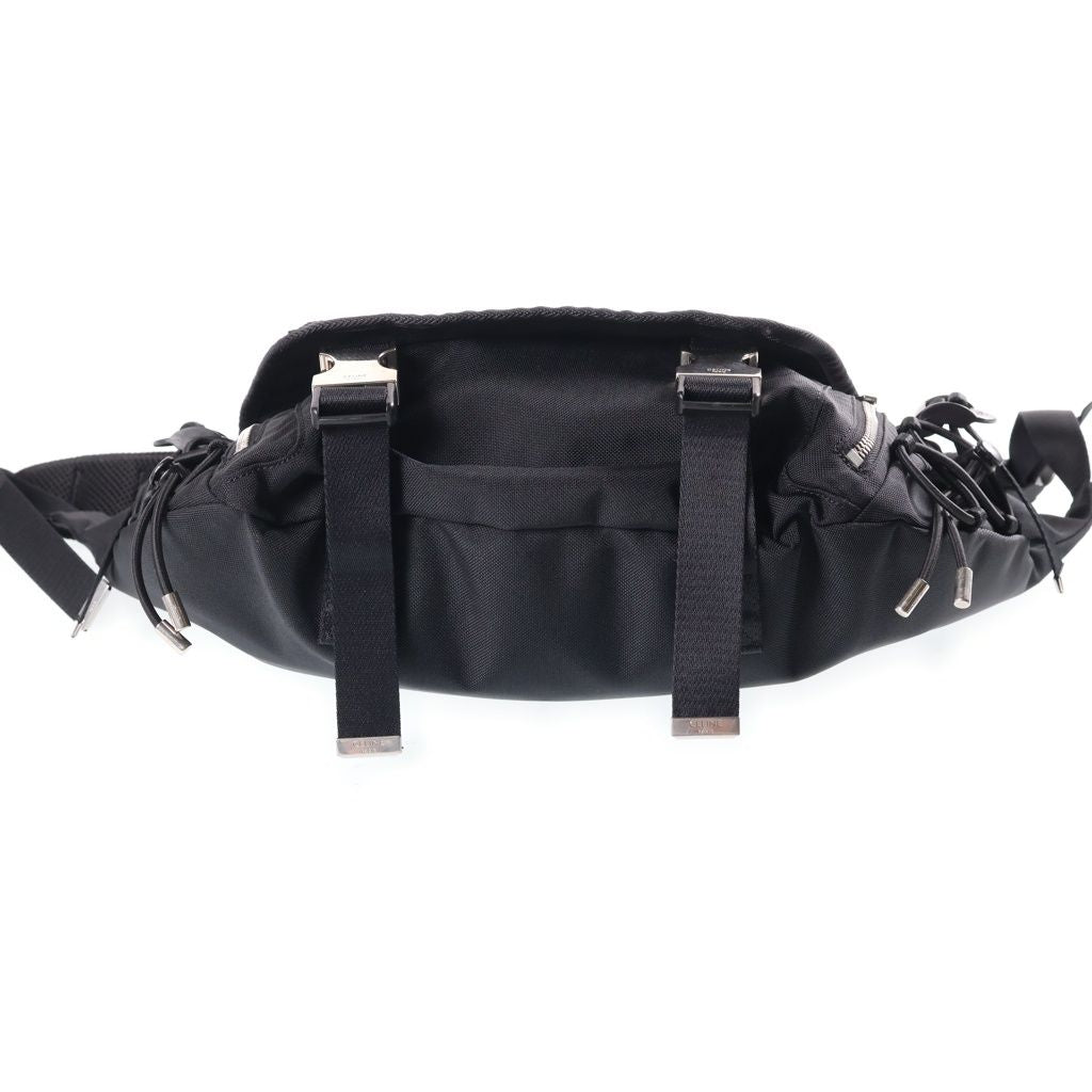 Celine Logo Trekking Messenger Bag Black Canvas Silver — view 4